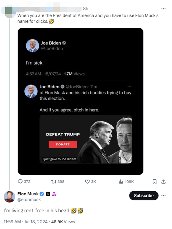 被拜登指责,马斯克迅速回应了